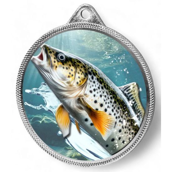 Trout Fishing Texture Print Silver Medal