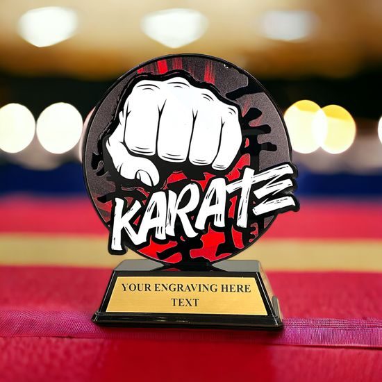Roswell black acrylic Karate trophy