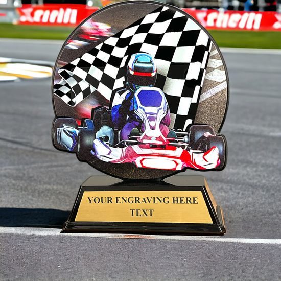 Roswell black acrylic Go Kart trophy