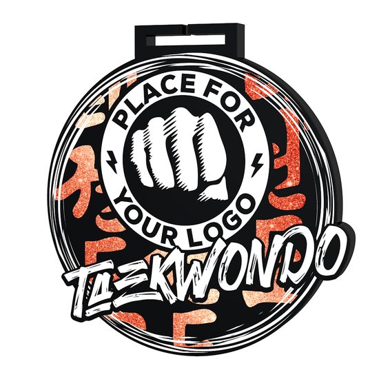 Giant Taekwondo Black Acrylic Logo Medal