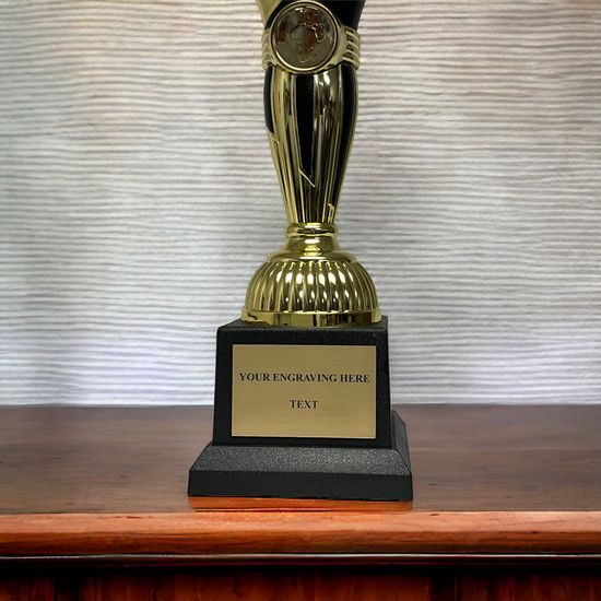 Gold and Black Cup on a Black PVC Base