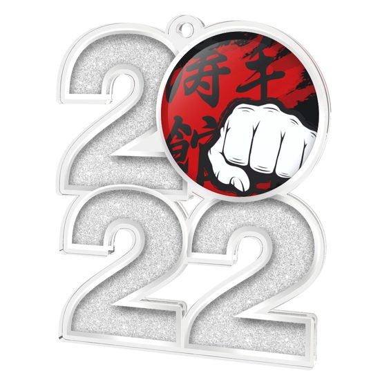 Martial Arts Fist 2022 Silver Acrylic Medal