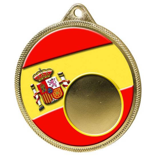 Spanish Flag Logo Insert Gold 3D Printed Spain Medal