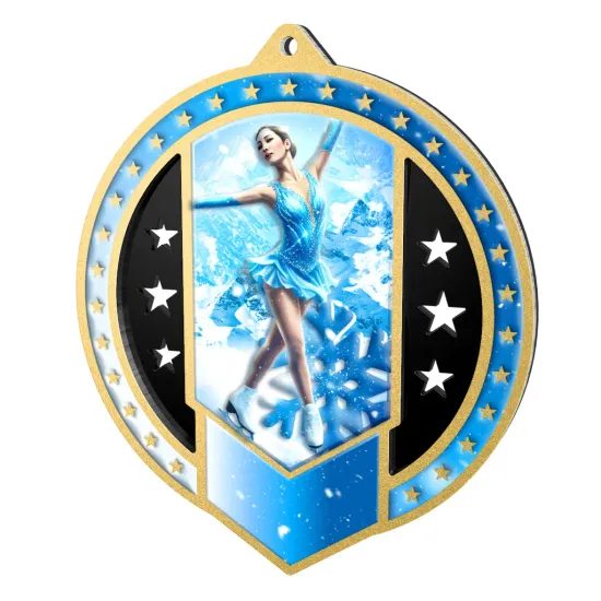 Noir Stainless Steel Ice Skating Medal