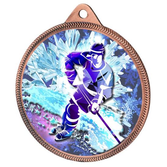 Ice Hockey Color Freeze Texture 3D Print Bronze Medal