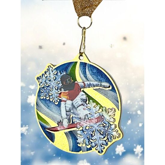 Aurum Stainless Steel Snowboard Medal