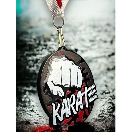 Rincon black acrylic Karate medal