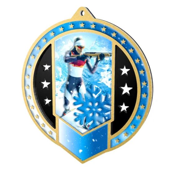 Noir Stainless Steel Biathlon Medal