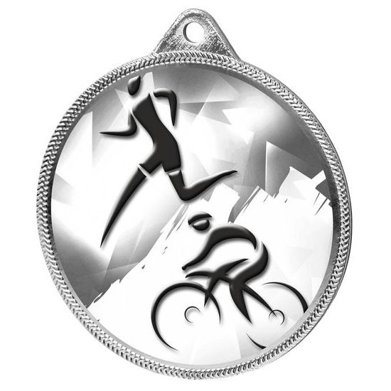 Duathlon Classic Texture 3D Print Silver Medal