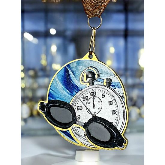 Aurum Stainless Steel Swimming Medal