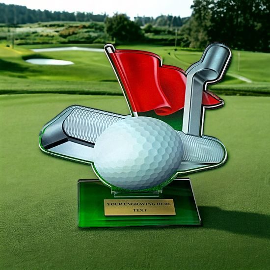 Cannes Printed Acrylic Golf Putter Trophy