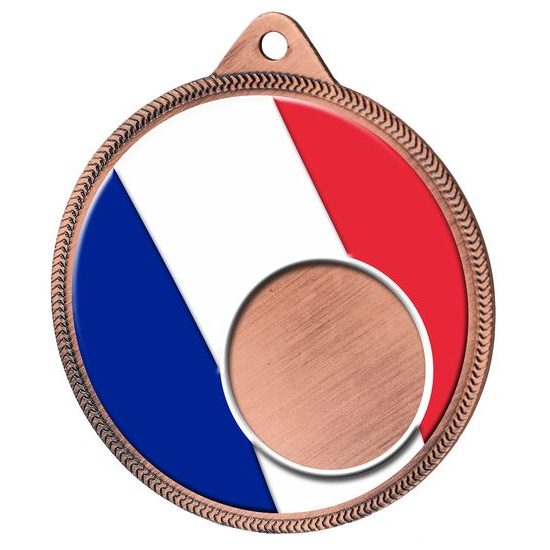 France Flag Logo Insert Bronze 3D Printed Medal