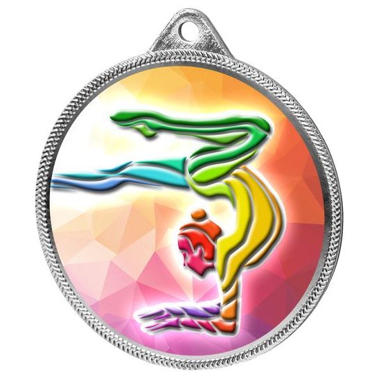 Gymnast Girls Silhouette Color Texture 3D Print Silver Medal