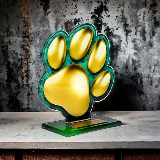 Cannes Printed Acrylic Dog Paw Trophy