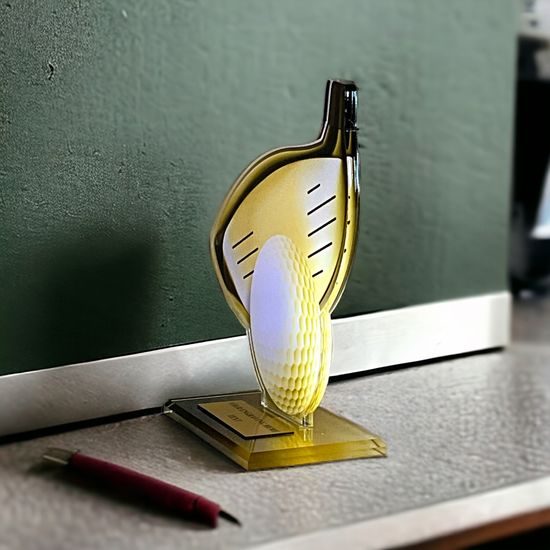 Cannes Printed Acrylic Golf Trophy