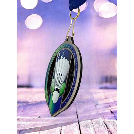 Noir Stainless Steel Badminton Medal