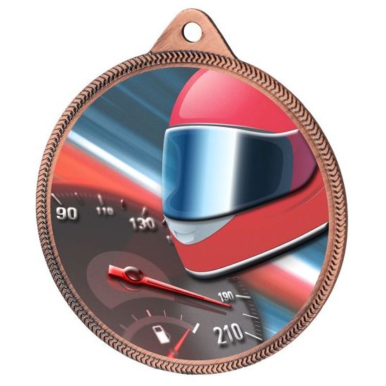 Motor Racing Color Texture 3D Print Bronze Medal