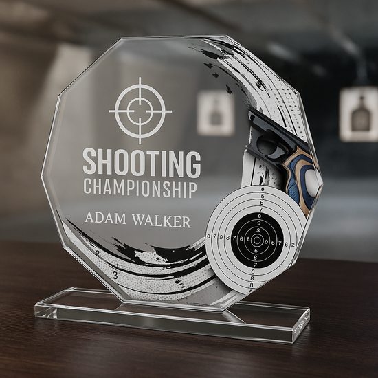 Hopper Shooting Pistol Glass Award