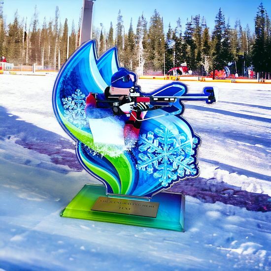 Cannes Printed Acrylic Biathlon Trophy