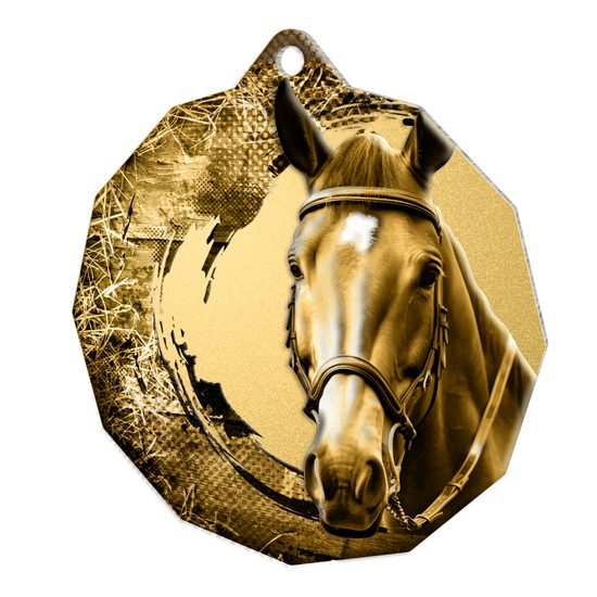 Polygon Classic Stainless Steel Horse Medal