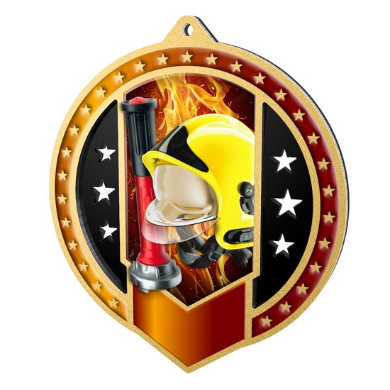 Noir Stainless Steel Firefighter Medal
