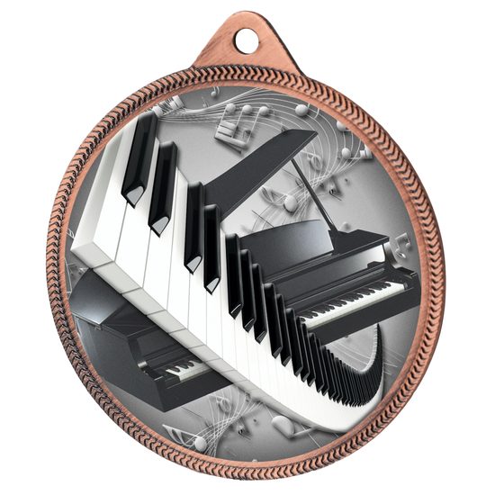 Piano and Keyboard Color Texture 3D Print Bronze Medal