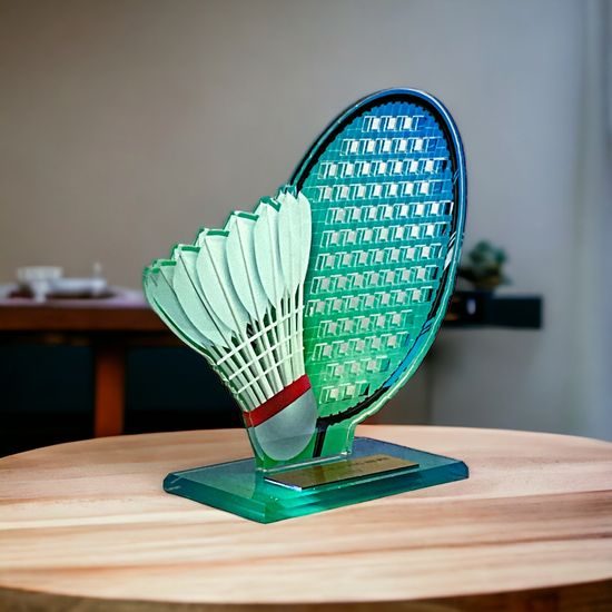 Cannes Printed Acrylic Badminton Trophy