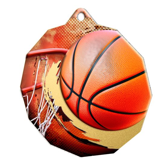 Polygon Stainless Steel Basketball Medal