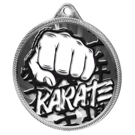 Karate Classic Texture 3D Print Silver Medal