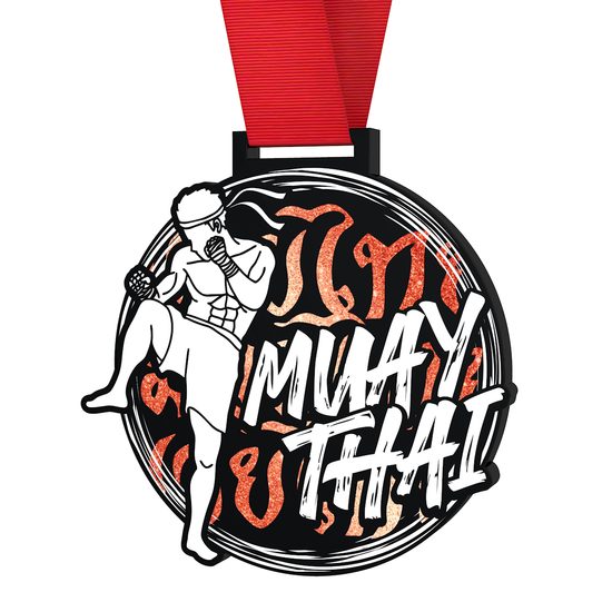 Giant Muay Thai Black Acrylic Medal