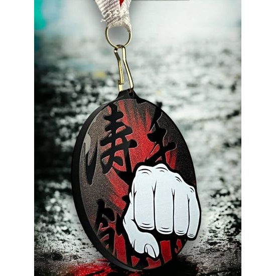 Rincon black acrylic Martial Arts Fist medal