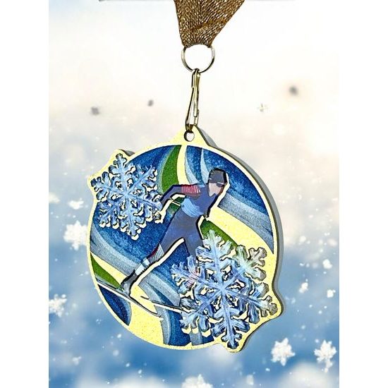 Aurum Stainless Steel Cross Country Skiing Medal