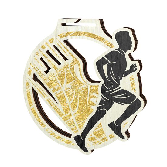 Acacia Running Gold Eco Friendly Wooden Medal