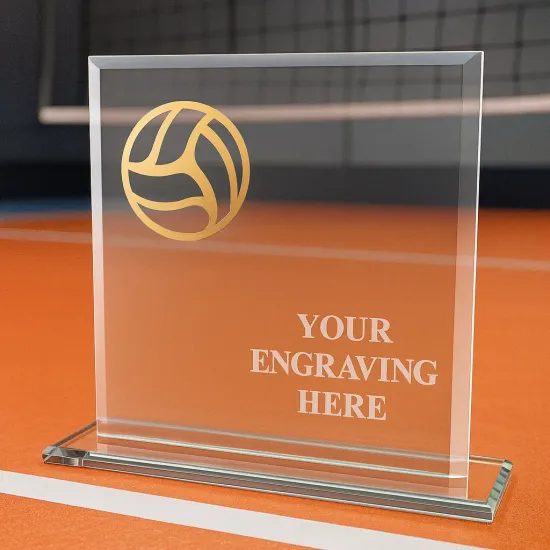 Titanium Glass and Metal Fusion Volleyball Trophy