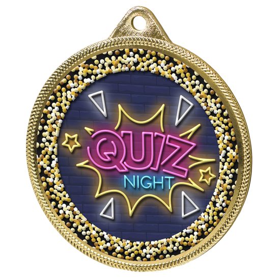 Quiz Night Color Texture 3D Print Gold Medal