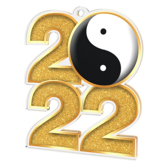 Martial Arts Yin Yang 2022 Gold Acrylic Medal