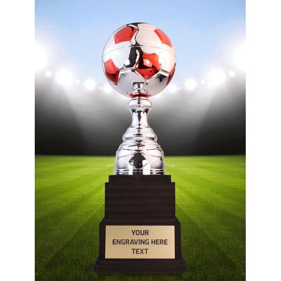 Sealy Silver and Red Tower Soccer Trophy