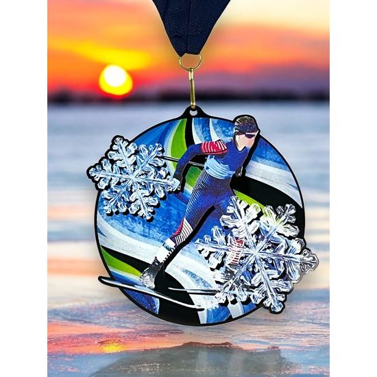 Rincon Black Acrylic Cross Country Skiing Medal