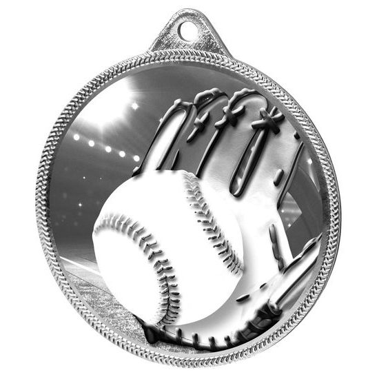 Baseball Classic Texture 3D Print Silver Medal