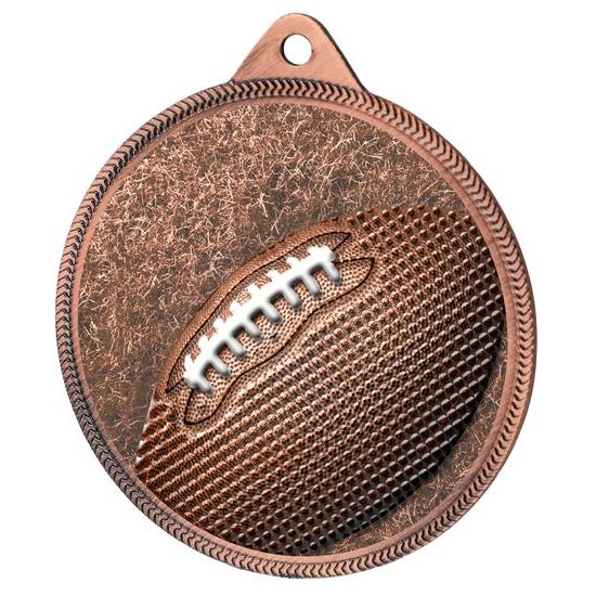 Gridiron Football Classic Texture 3D Print Bronze Medal
