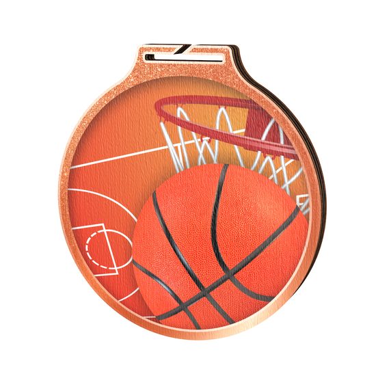 Habitat Basketball Bronze Eco Friendly Wooden Medal