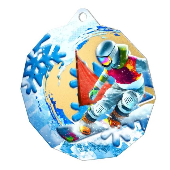 Polygon Stainless Steel Snowboarding Medal