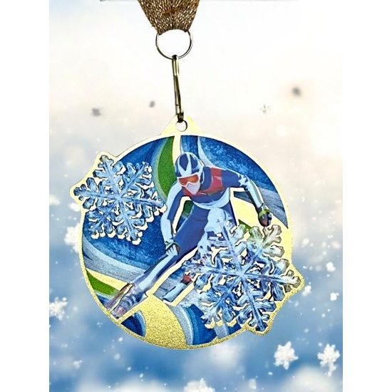 Aurum Stainless Steel Downhill Skiing Medal