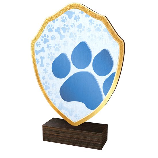 Arden Dog Paw Print Real Wood Shield Trophy