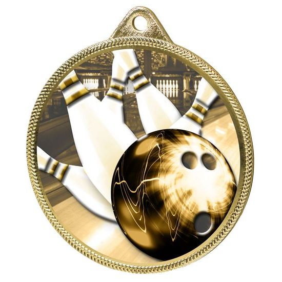 Tenpin Bowling Classic Texture 3D Print Gold Medal