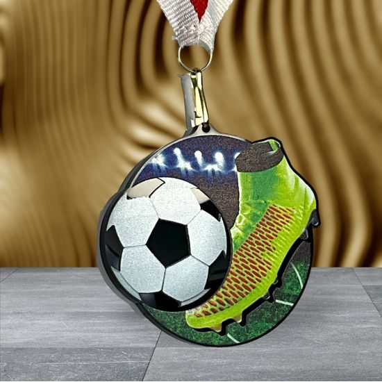 Rincon black acrylic Soccer boot medal