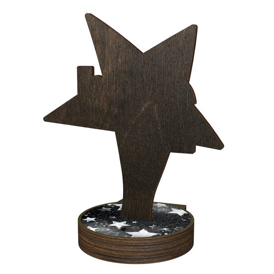 Grove 2nd Place Silver Star Real Wood Trophy