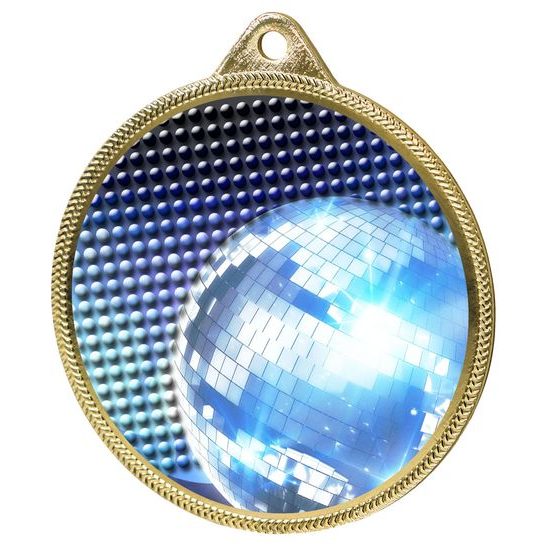 Glitterball Dance Blue Texture 3D Print Gold Medal