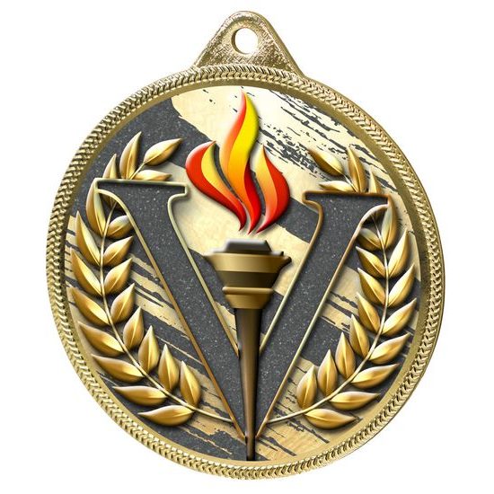 Victory Color Texture 3D Print Gold Medal