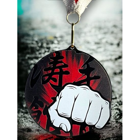 Rincon black acrylic Martial Arts Fist medal